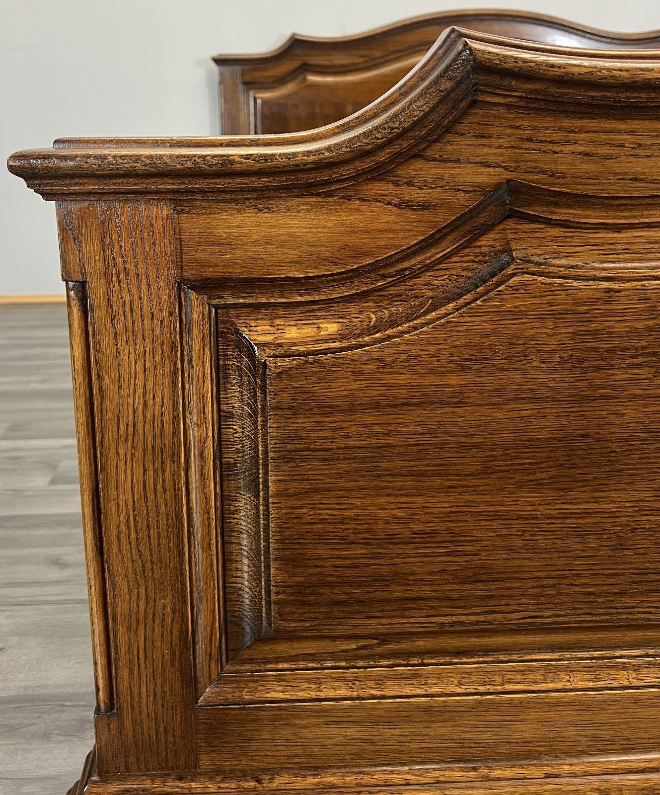 Bed Vintage French Style King Size Bed Frame Oak Carved Headboard Lot 4622 photo Furniture