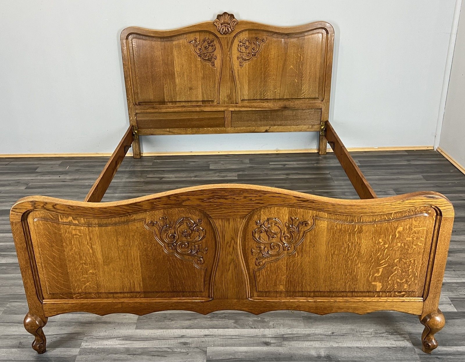 Bed Vintage French Louis XVI Double Bed Frame Oak Carved Headboard Lot 4613