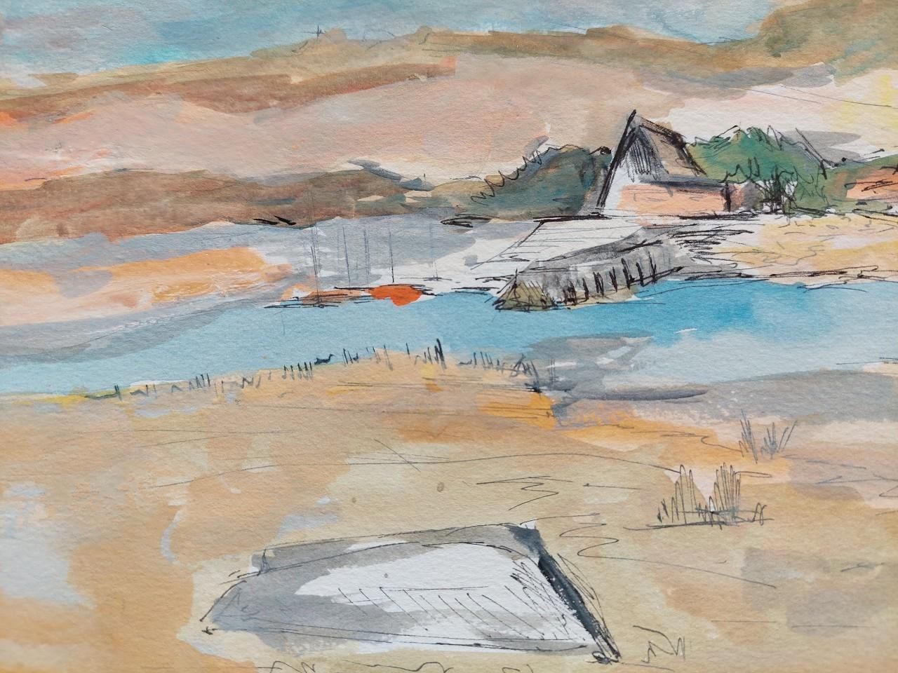 Bernard Labbe 20th Century French Modernist Cubist Painting Labbe, Coastal Landscape 20th Century photo 250.0