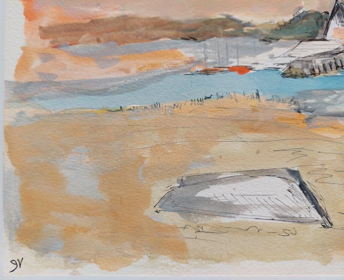 Bernard Labbe 20th Century French Modernist Cubist Painting Labbe, Coastal Landscape 20th Century photo buy