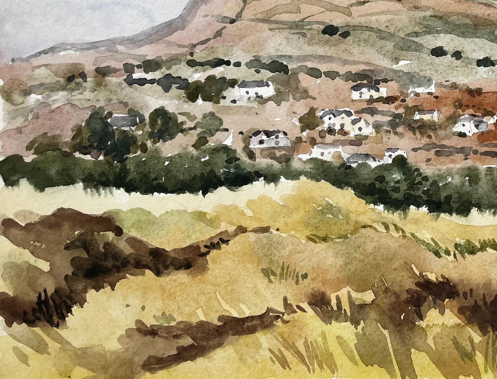 Anthony Herbert Mountain Village With Grassy Foreground And Blue Sky Black Rock Sands Wales 1976 photo 375.0