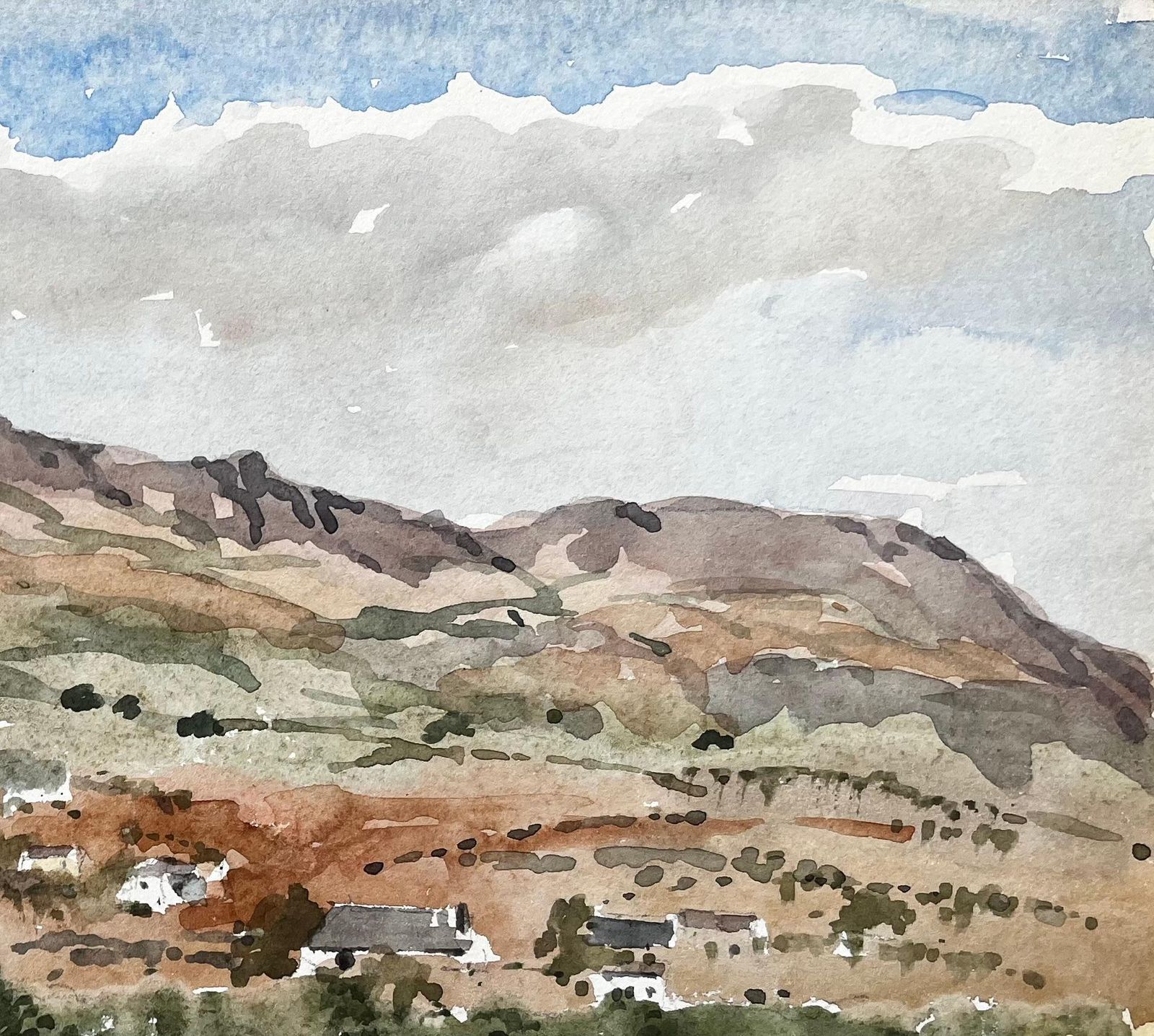 Anthony Herbert Mountain Village With Grassy Foreground And Blue Sky Black Rock Sands Wales 1976 photo vinterior