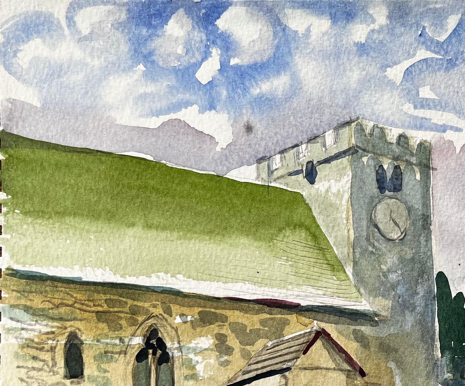 John Steane (B.1931) Wytham Church Oxfordshire Watercolour Painting Of Historic Village Church 2019 photo 365.0