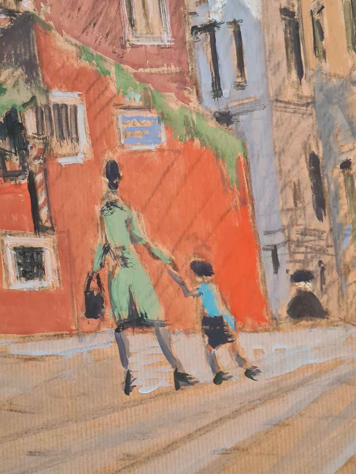 Venice, Large Mid 20th Century Gouache On Paper, A Walk In The Piazza, 1960s By Pierre Pruvost photo Art