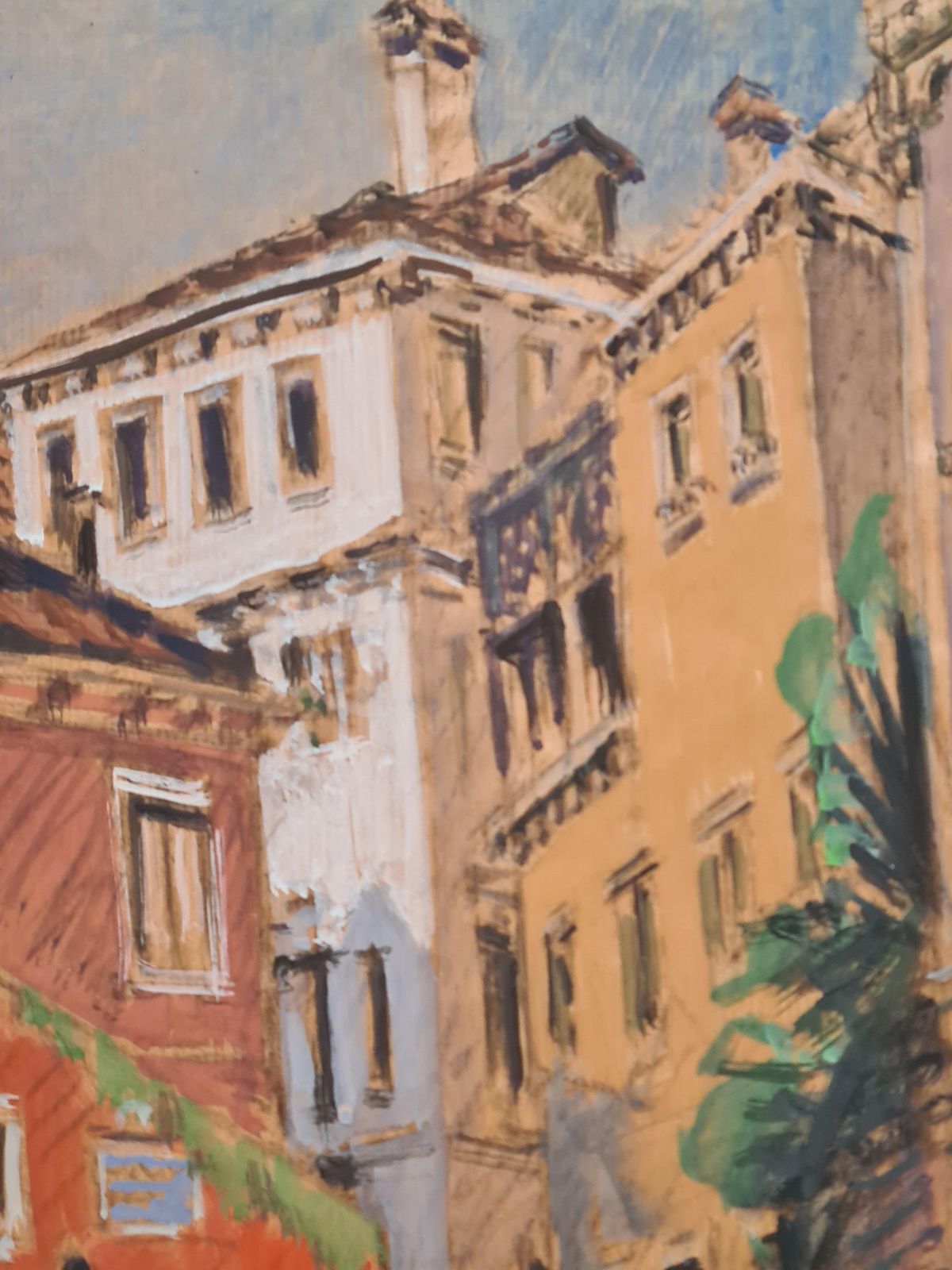 Venice, Large Mid 20th Century Gouache On Paper, A Walk In The Piazza, 1960s By Pierre Pruvost photo vinterior