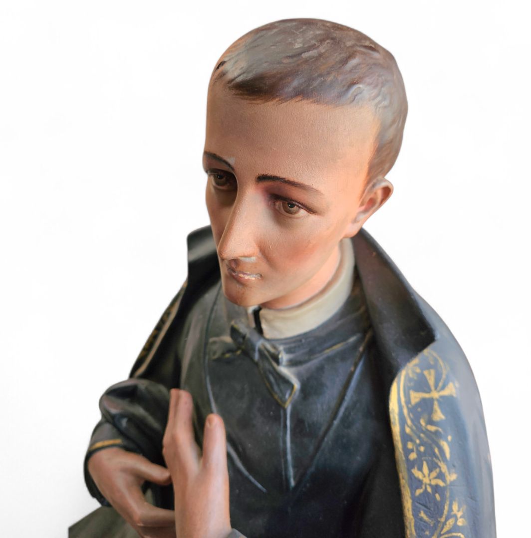 Statue Of A Religious Figure / Patron Saint Gerard Majella / Placed In A Gothic Niche / Labeled / photo Art