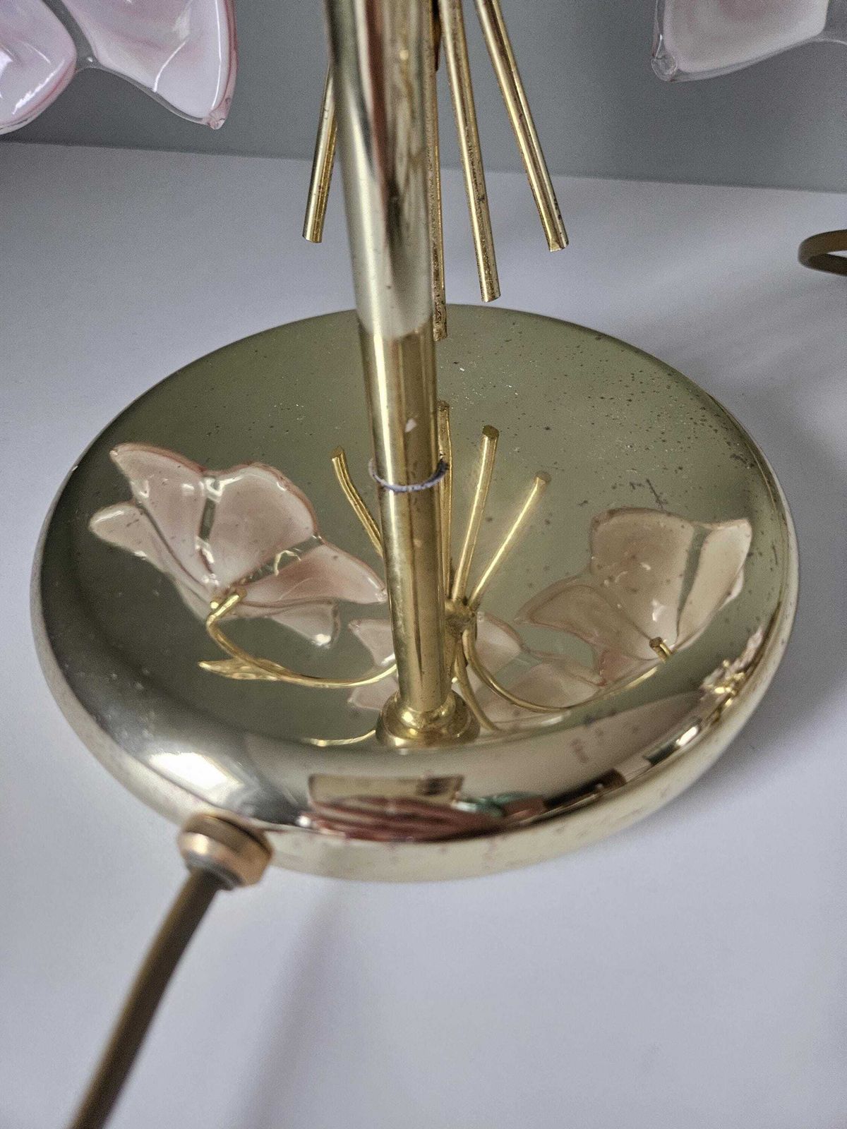 photo for sale A Set Of 2 / Vintage Murano Glass Table Lamps / Pink Flowers Lamp / Italian Design / Hand Blown Glass