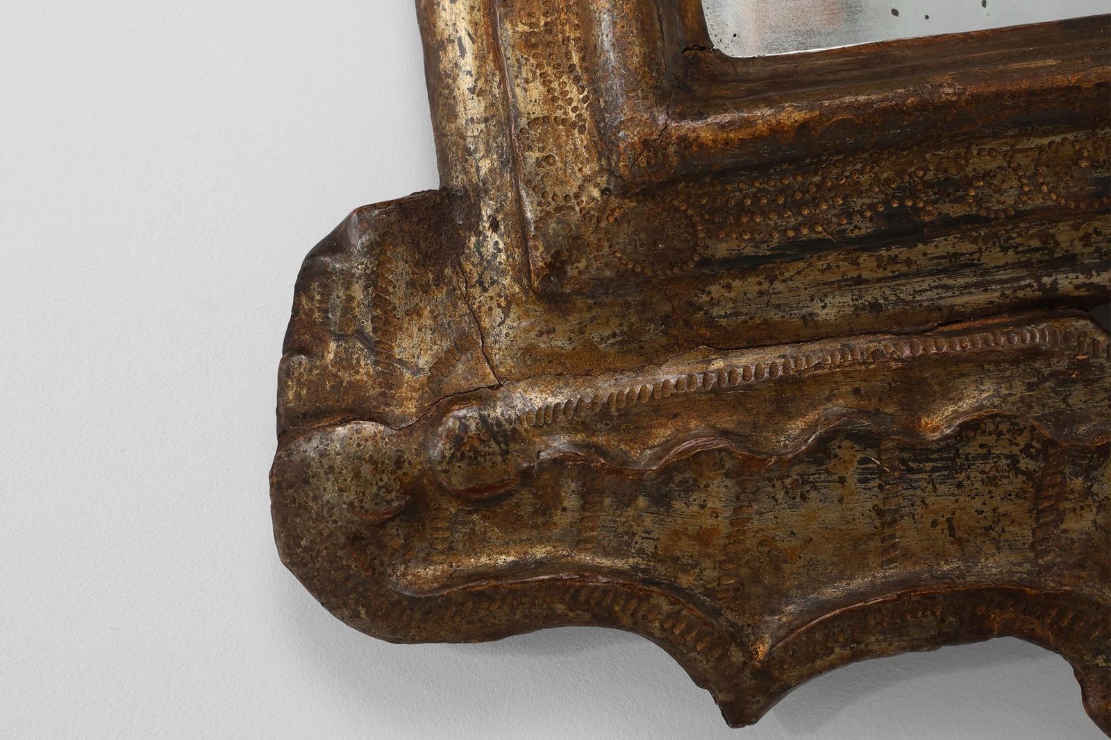 17th Century Renaissance Italian Baroque Carved Wood Mirror photo vintage