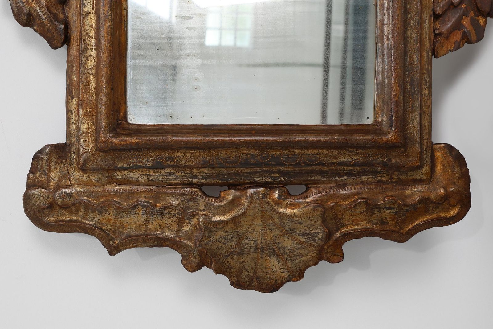 photo for sale 17th Century Renaissance Italian Baroque Carved Wood Mirror