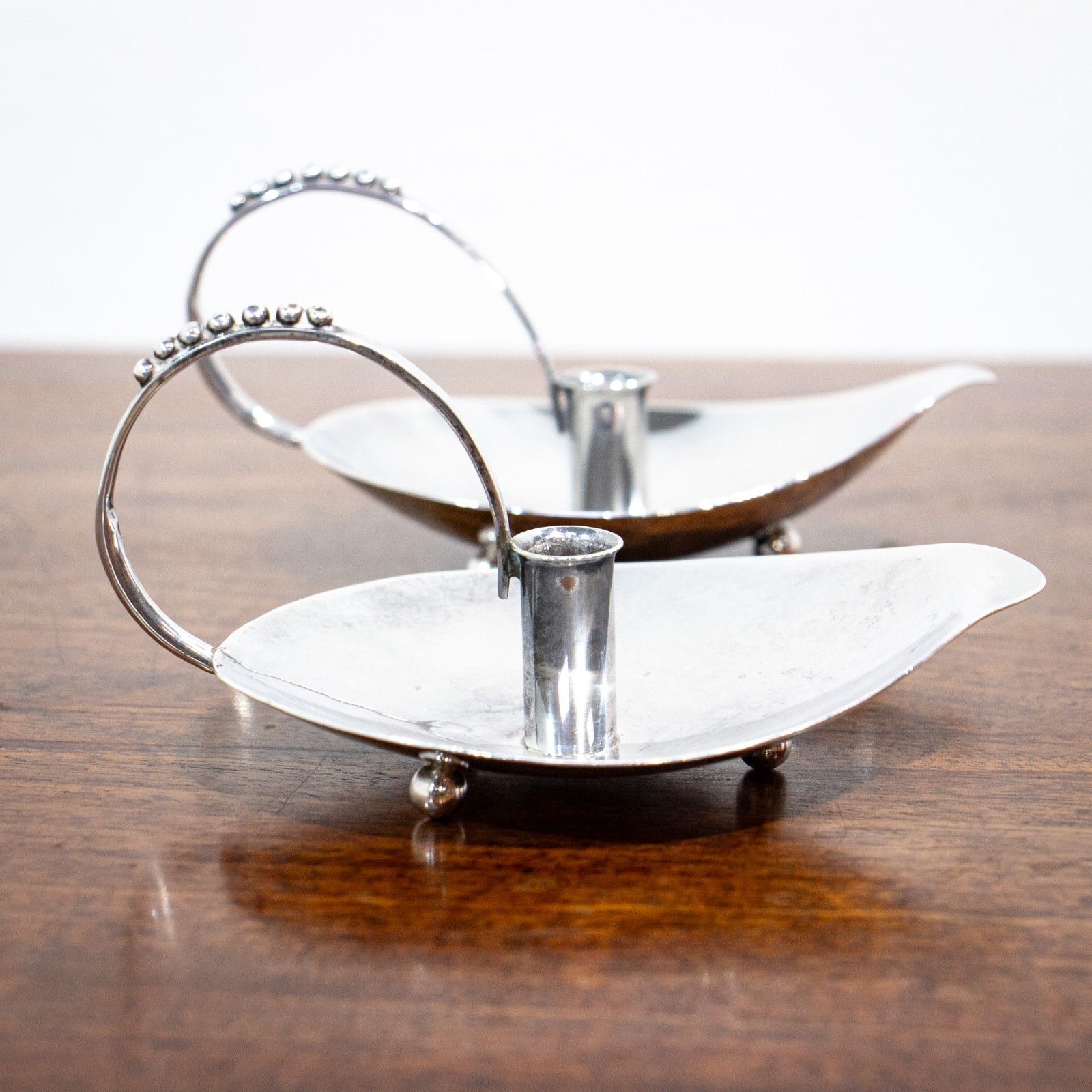 Two Stylish Silver Chambersticks By Geoffrey Guy Bellamy photo furniture