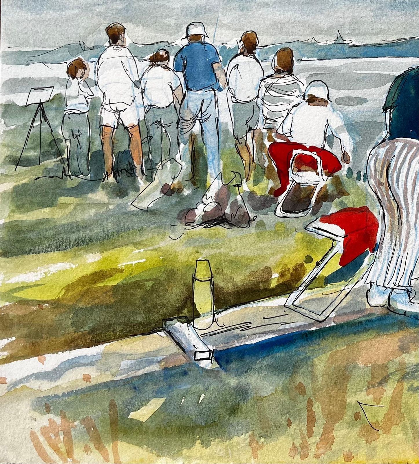 Ohn Steane (B.1931) Flatford Mill Painting Course Group Of Artists By British Painter John Steane 2013 photo 465.0