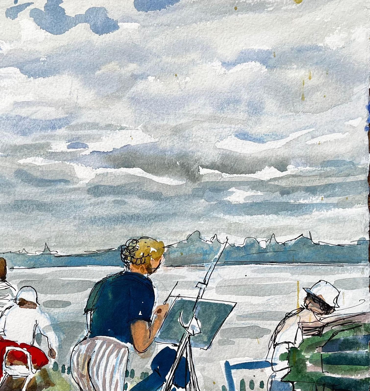 Ohn Steane (B.1931) Flatford Mill Painting Course Group Of Artists By British Painter John Steane 2013 photo vinterior