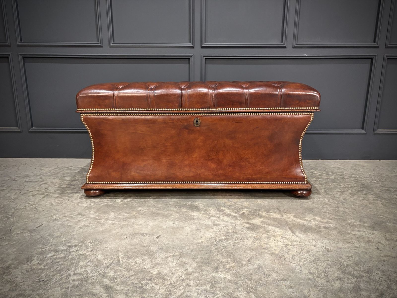 photo for sale Large Regency Leather Ottoman