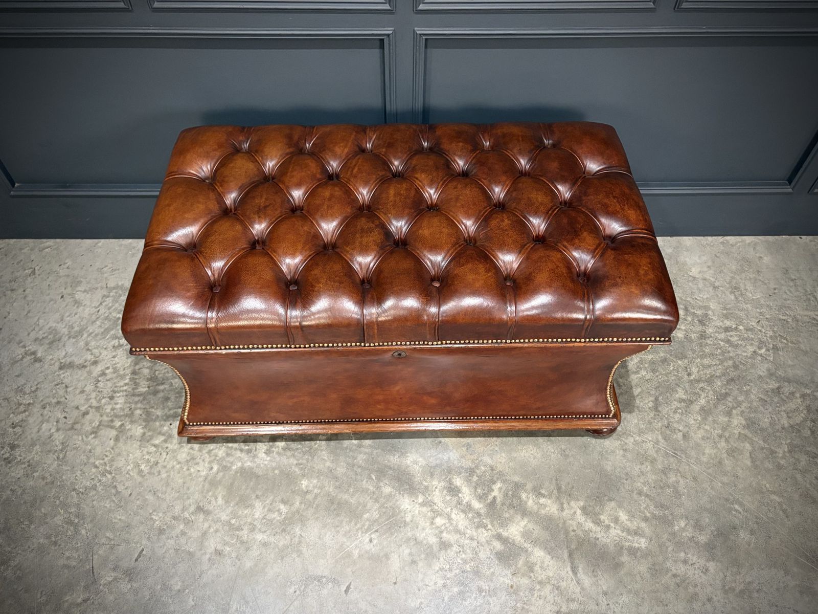 Furniture Large Regency Leather Ottoman photo