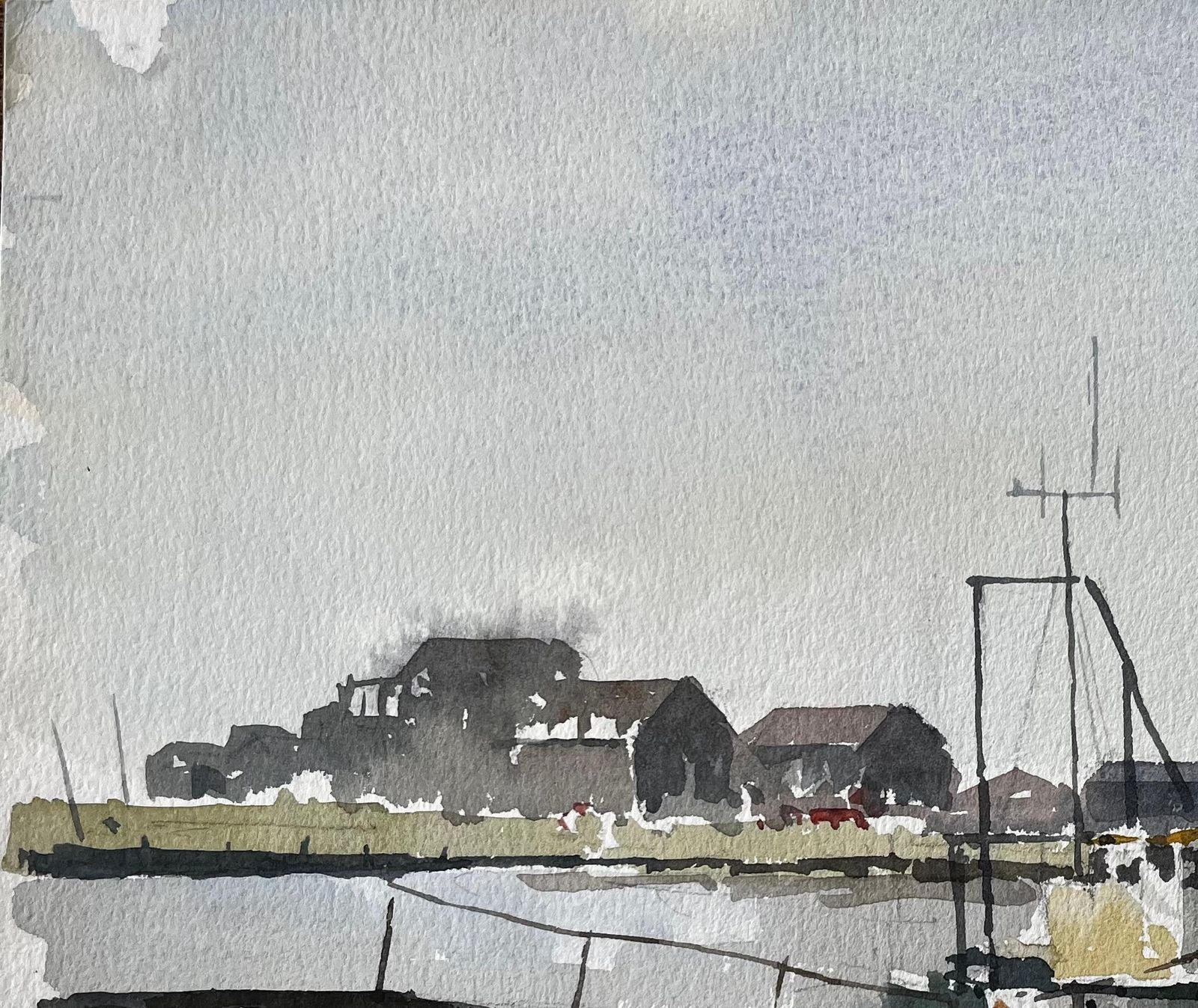 Anthony Herbert Southwold Harbour Fishing Boats And Jetty Coastal Watercolour Scene 1995 photo 475.0