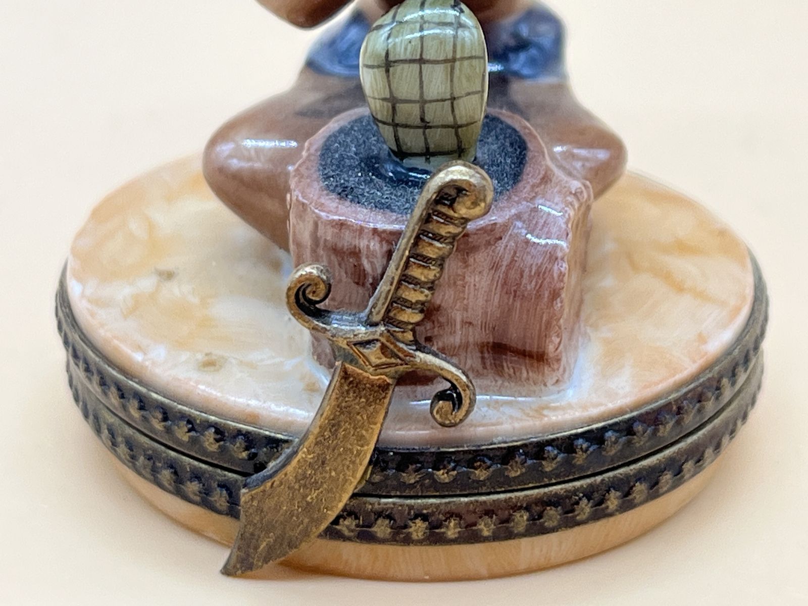 photo for sale Limoges Porcelain France Snake Charmer Shaped Hand Painted Trinket / Jewelry Box.