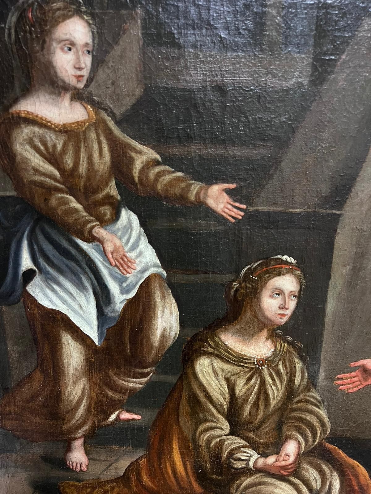 photo for sale Italian 17th Century Old Master Huge I1600's Italian Old Master Oil On Canvas Jesus At House Of Mary & Martha 17th Century