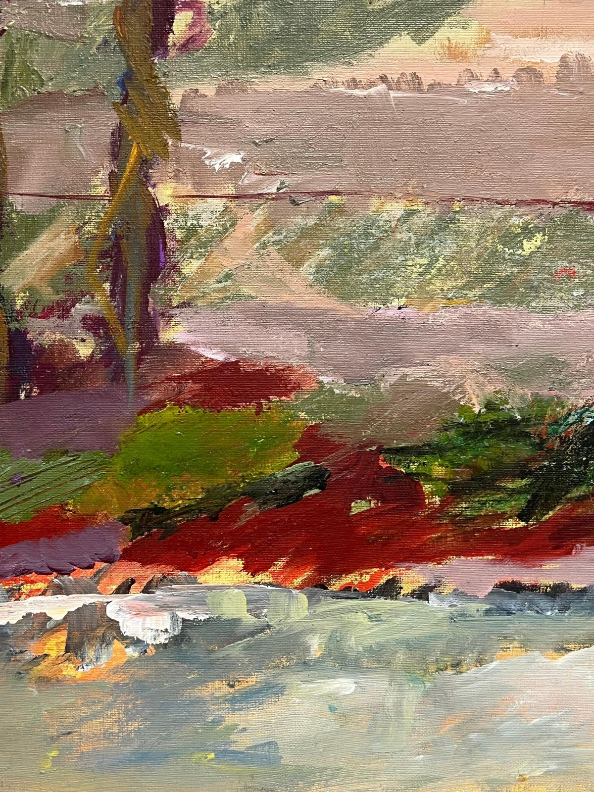 Marie Deloume (French Born 1942) Large French 20th Century Abstract Expression Oil Painting On Canvas photo vintage