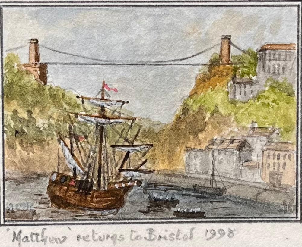 Jack Grunwell Set Of Three Maritime Miniature Watercolors Of Historic Bristol Ships photo Art
