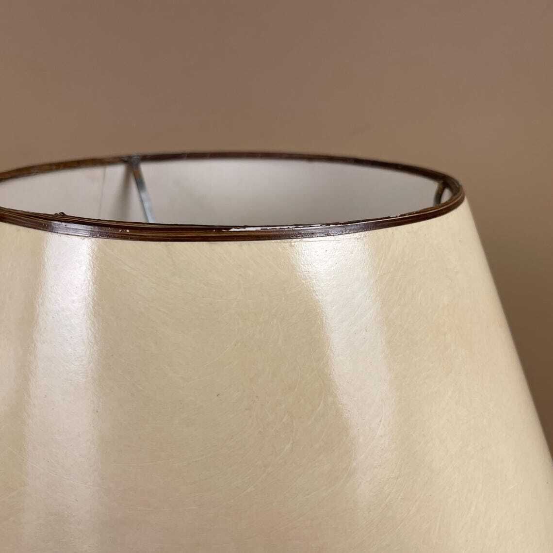 Ceramic Table Lamp Light Brown Mottled Speckled Round Glaze Finish C.1970's Porcelain Bedside Abstract Antique Vintage Marbled Lampshade photo buy