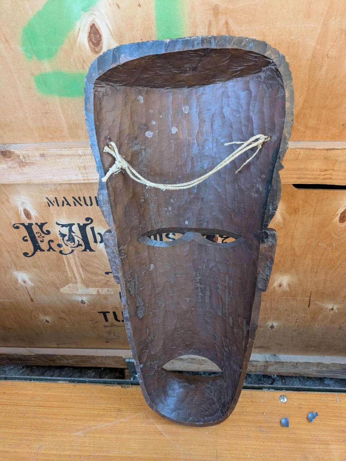 Vintage Hand Carved Makonde Hand Carved Tribal Ebony Wall Mounted Face Mask  65 X 25 X 12 From The Malde Collection photo vintage