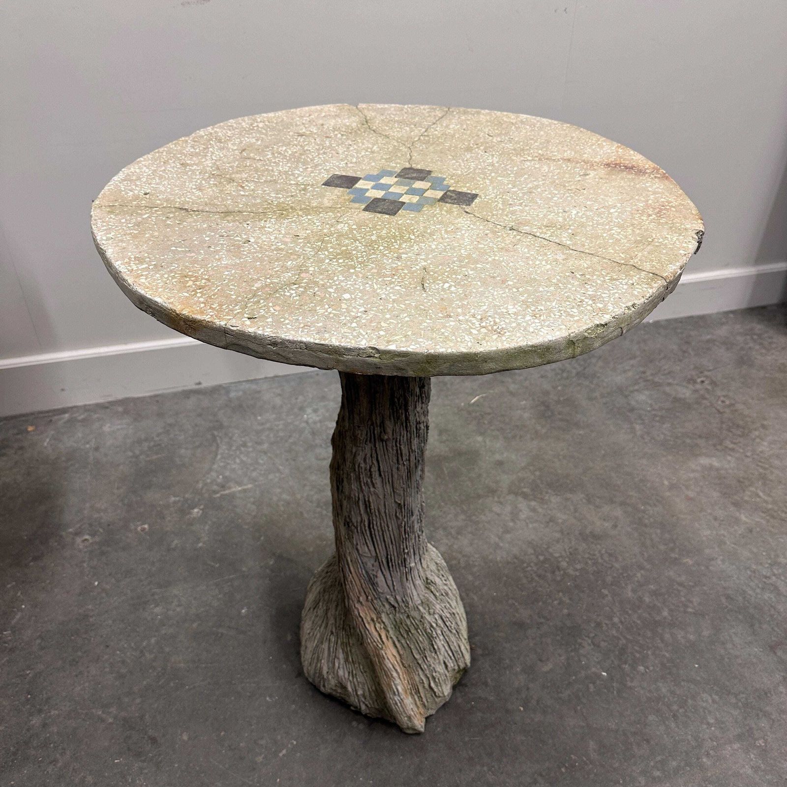 photo vintage Paar Vintage Faux Bois Bijzettafels Met Terrazzo Bladen, Europa, Jaren 1970.