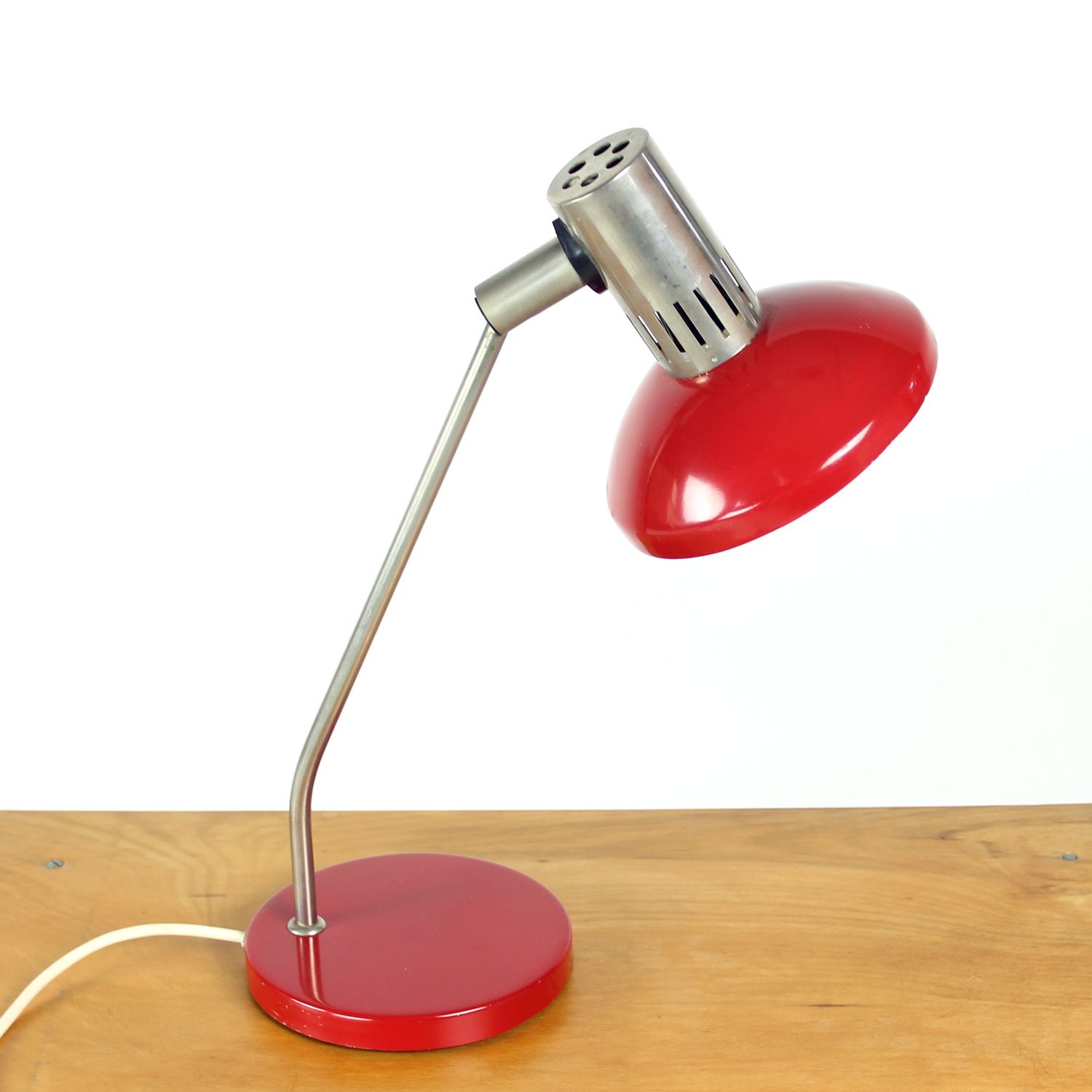 photo furniture Midcentury Red Table Lamp By Aka Leuchen, Germany 1970s