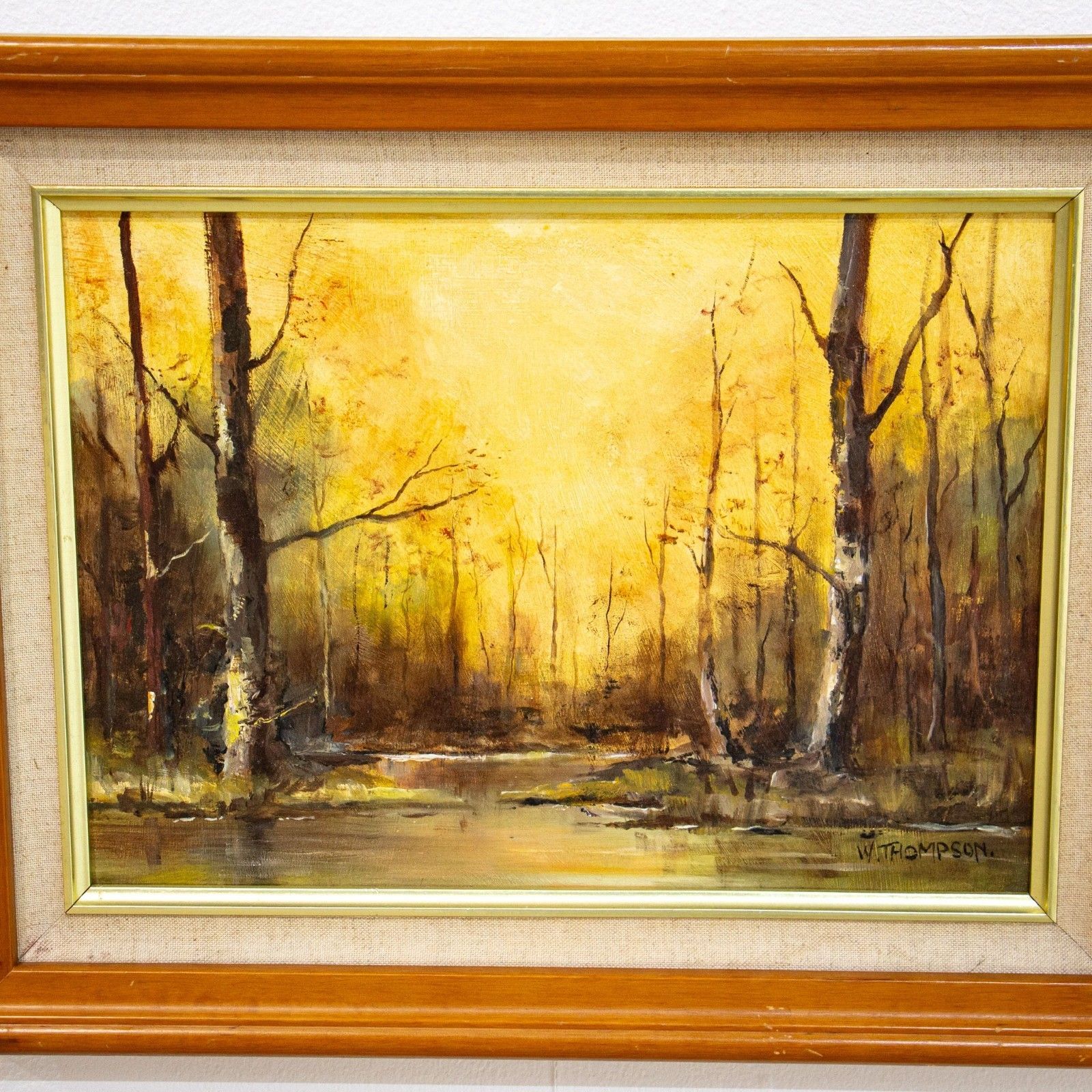 Woodland Landscape Oil On Board Signed W. Thompson photo for sale