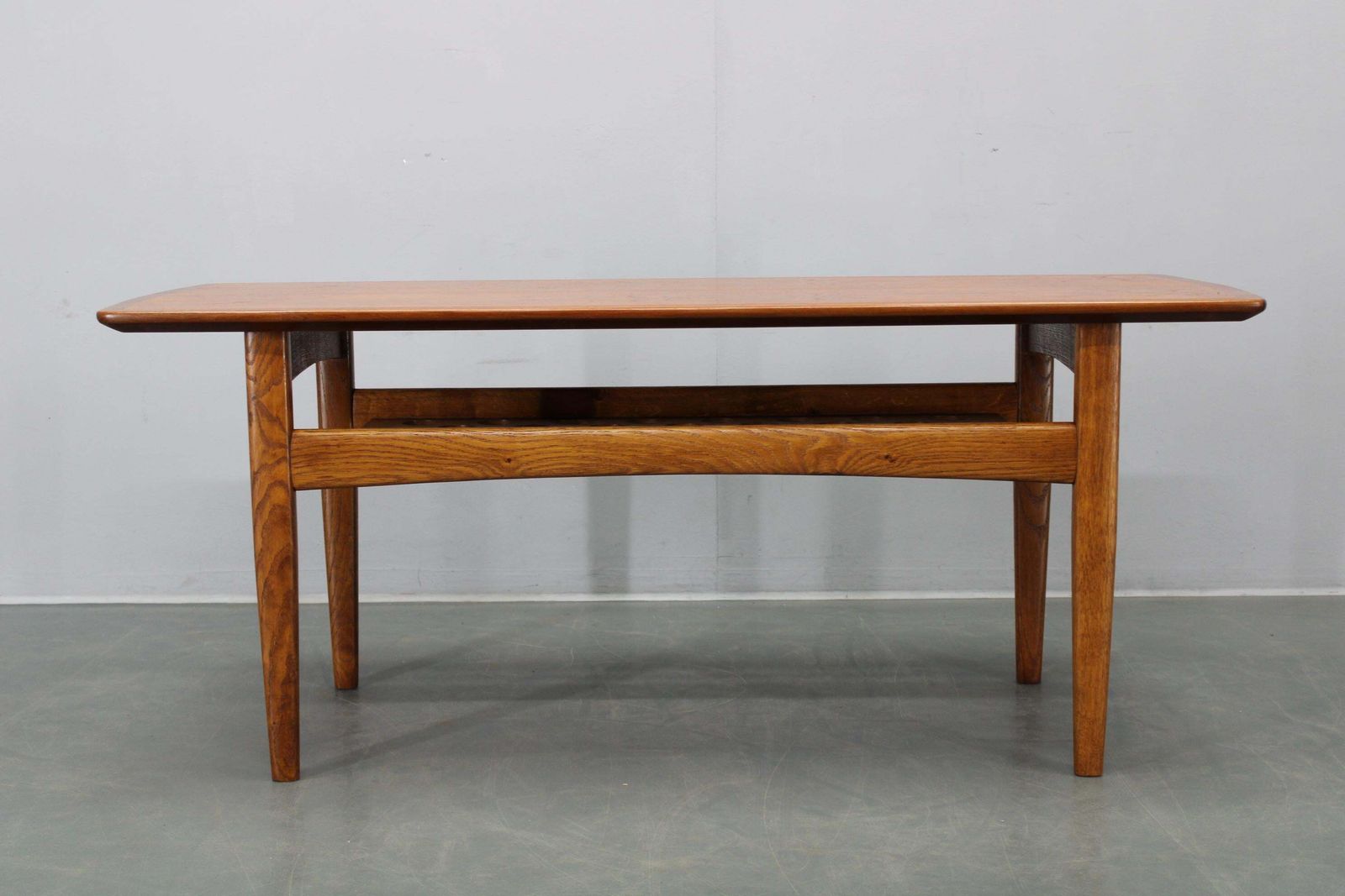 Danish Midcentury Coffee Table With Teak Veneer And Oak Base, 1960s photo for sale