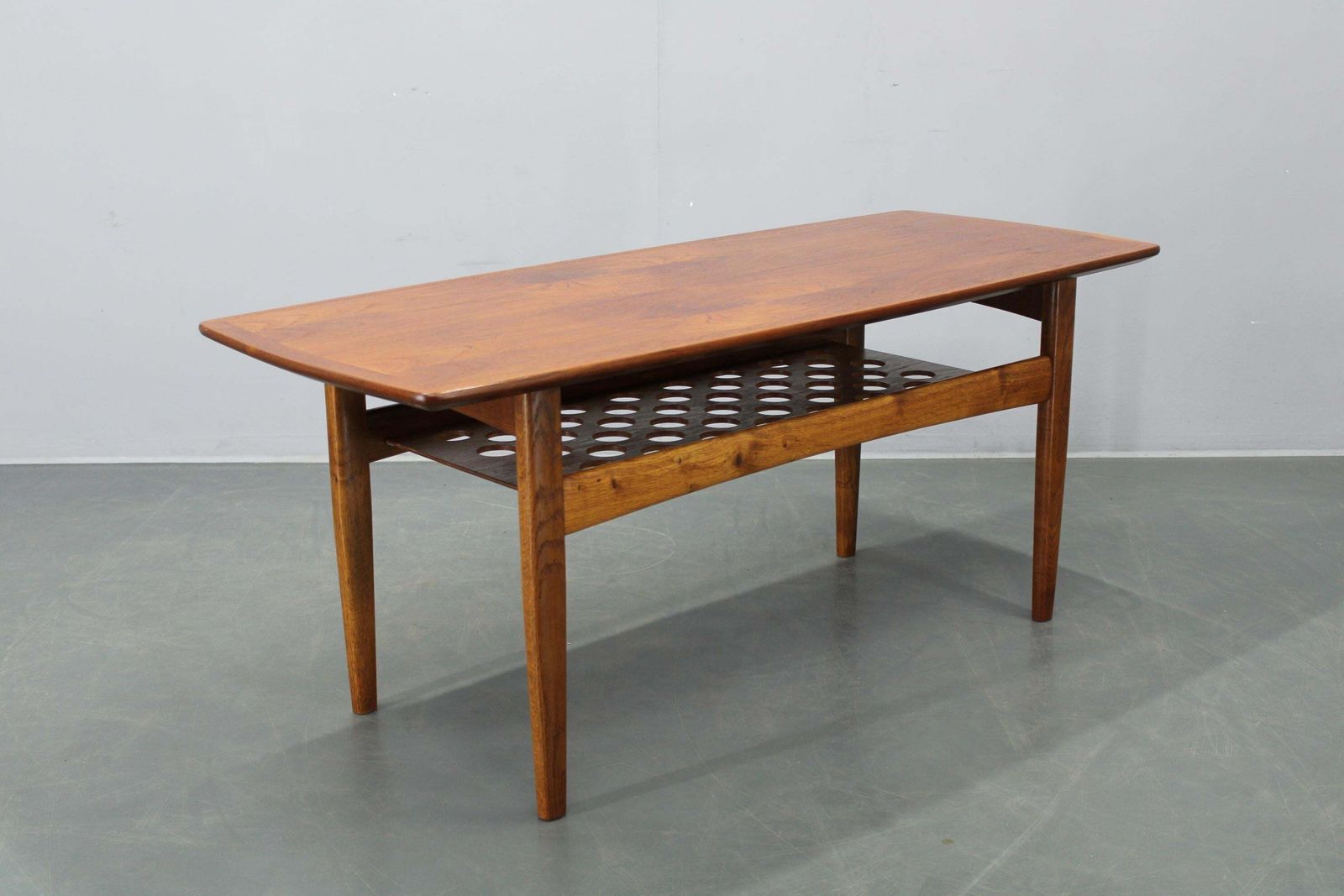 Danish Midcentury Coffee Table With Teak Veneer And Oak Base, 1960s photo vintage