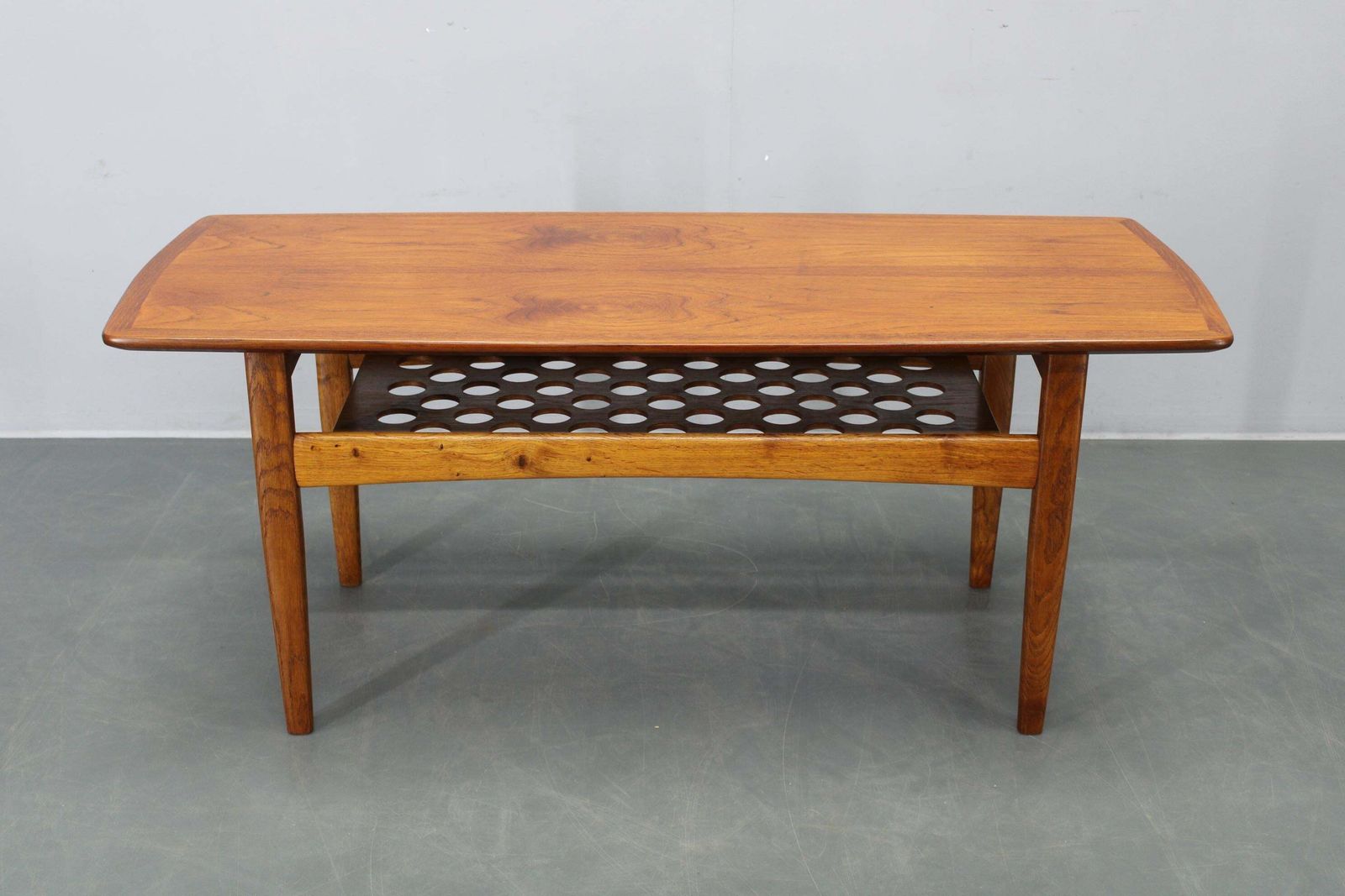 photo furniture Danish Midcentury Coffee Table With Teak Veneer And Oak Base, 1960s
