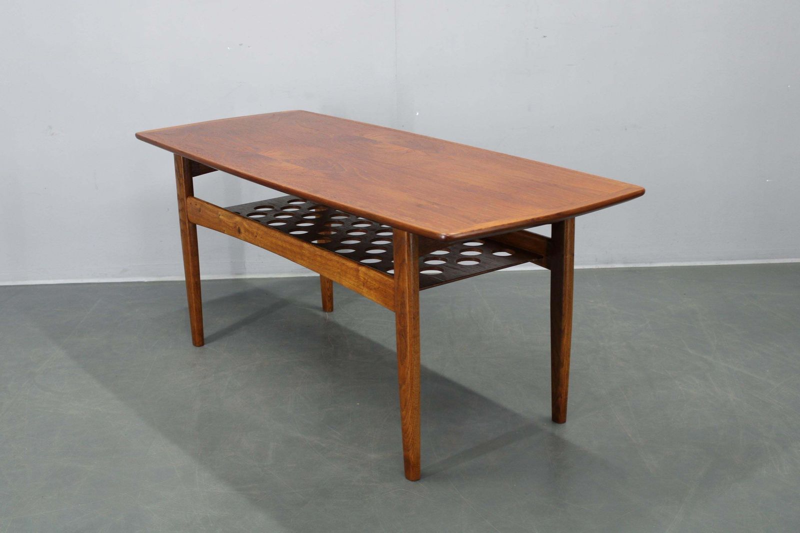 photo for sale Danish Midcentury Coffee Table With Teak Veneer And Oak Base, 1960s