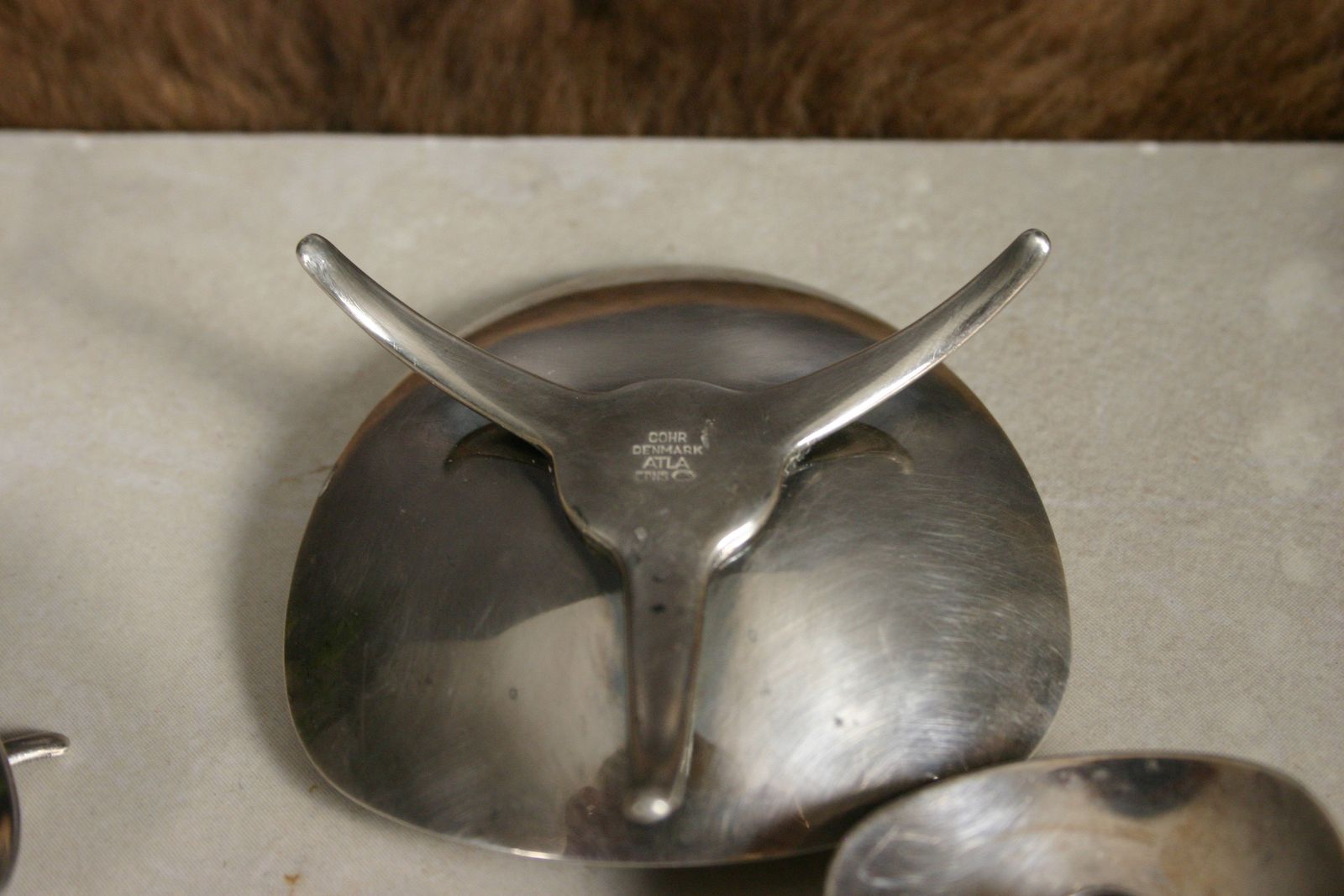 Set Of 3 Candle Holders Cohr Atla Denmark Silver Plated Mid Century photo vintage
