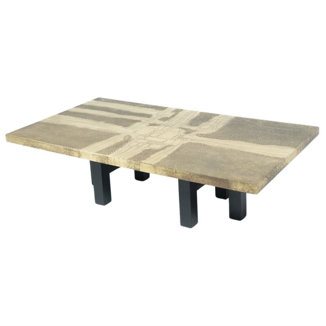 Mid Century Brass Coffee Table By Lova Creation, Belgium, 1970s