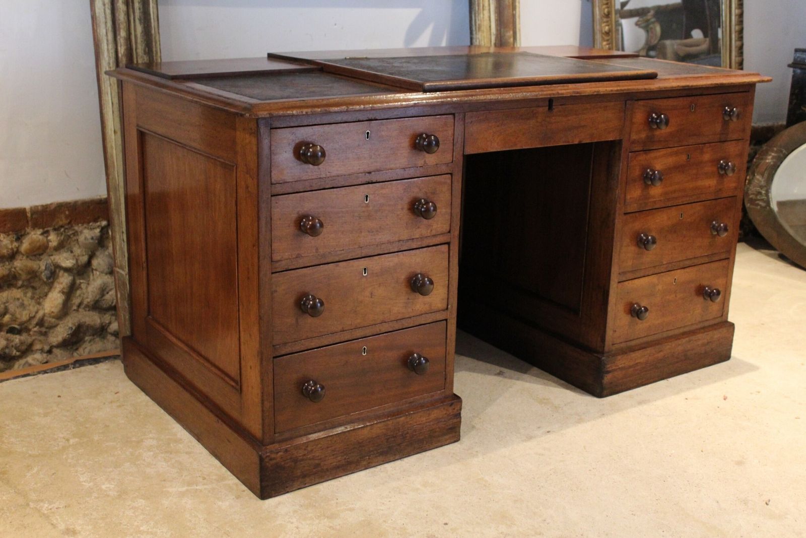 Desk Wonderful Elveden Estate Victorian Mahogany C1850 photo vintage