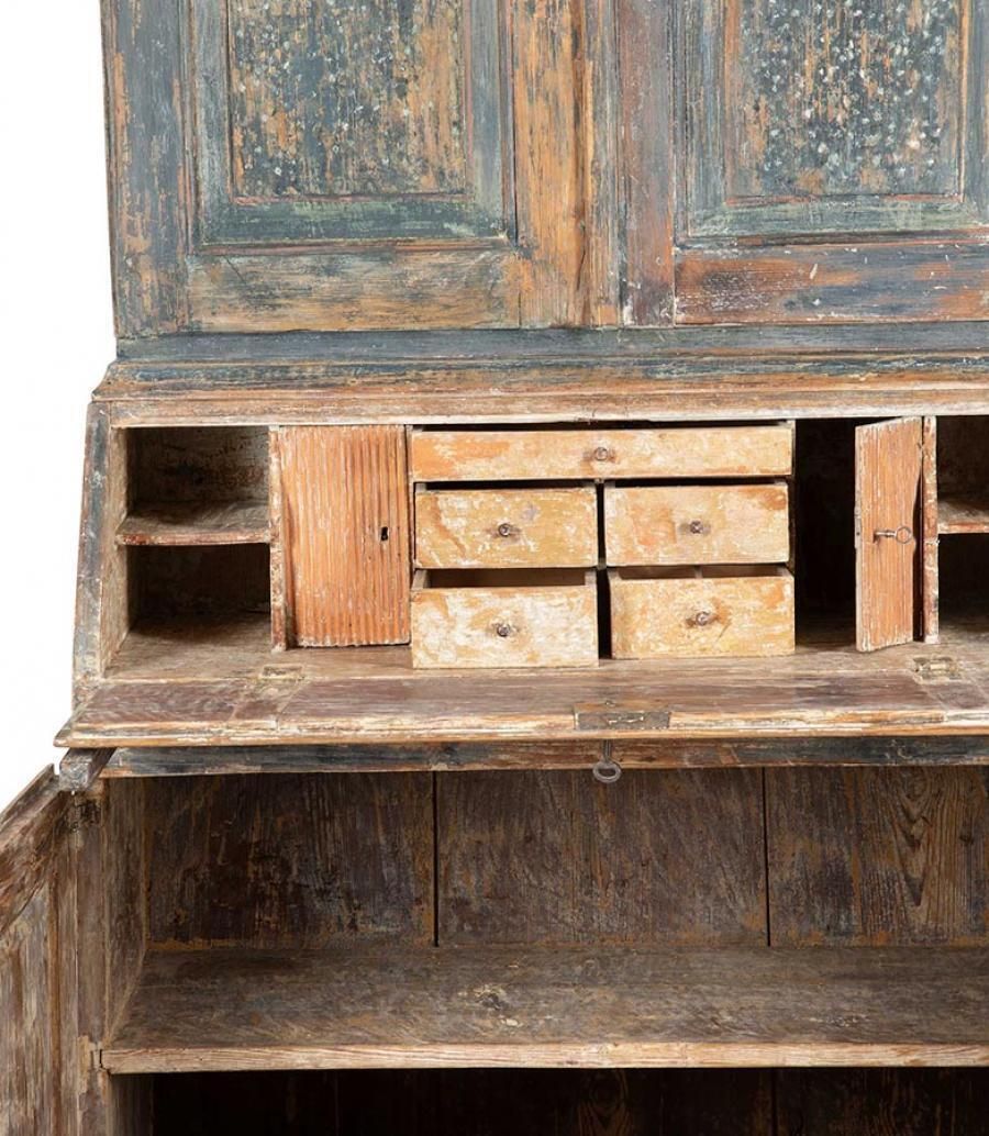 19th Century Swedish Folk Art Secretary In Original Paint photo 5200.0