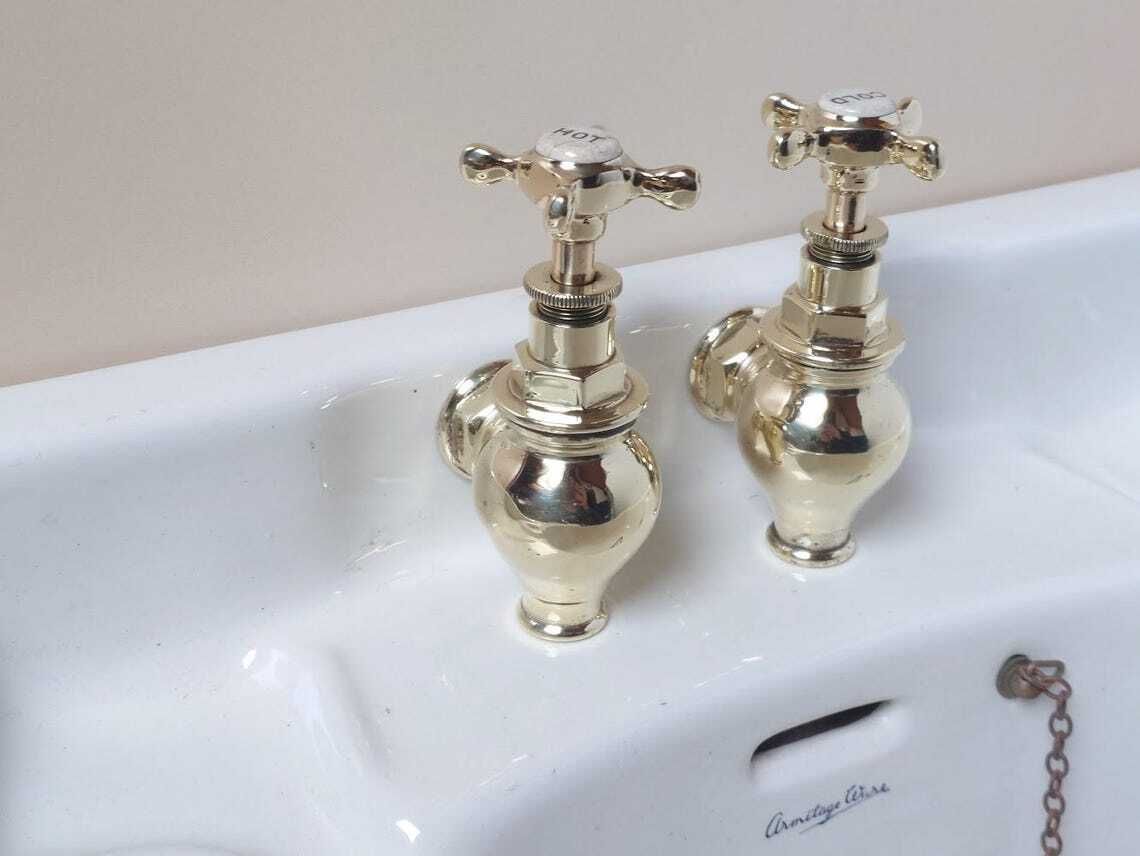 Victorian Brass Globe Bath Taps, Polished And Overhauled photo furniture