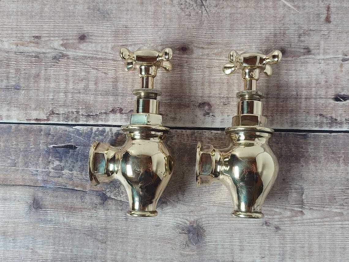 photo for sale Victorian Brass Globe Bath Taps, Polished And Overhauled
