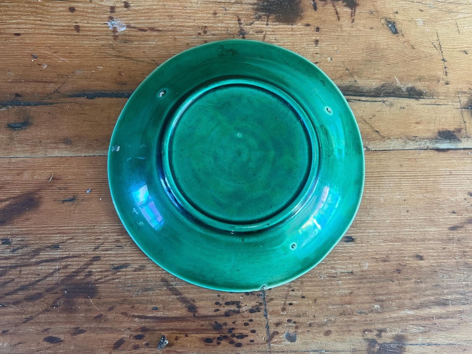 Antique Victorian Majolica Lily Pad Plate   Rare Deep Green Glazed Relief 19th Century British Pottery   Grandmillennial Plate Wall Decor photo buy