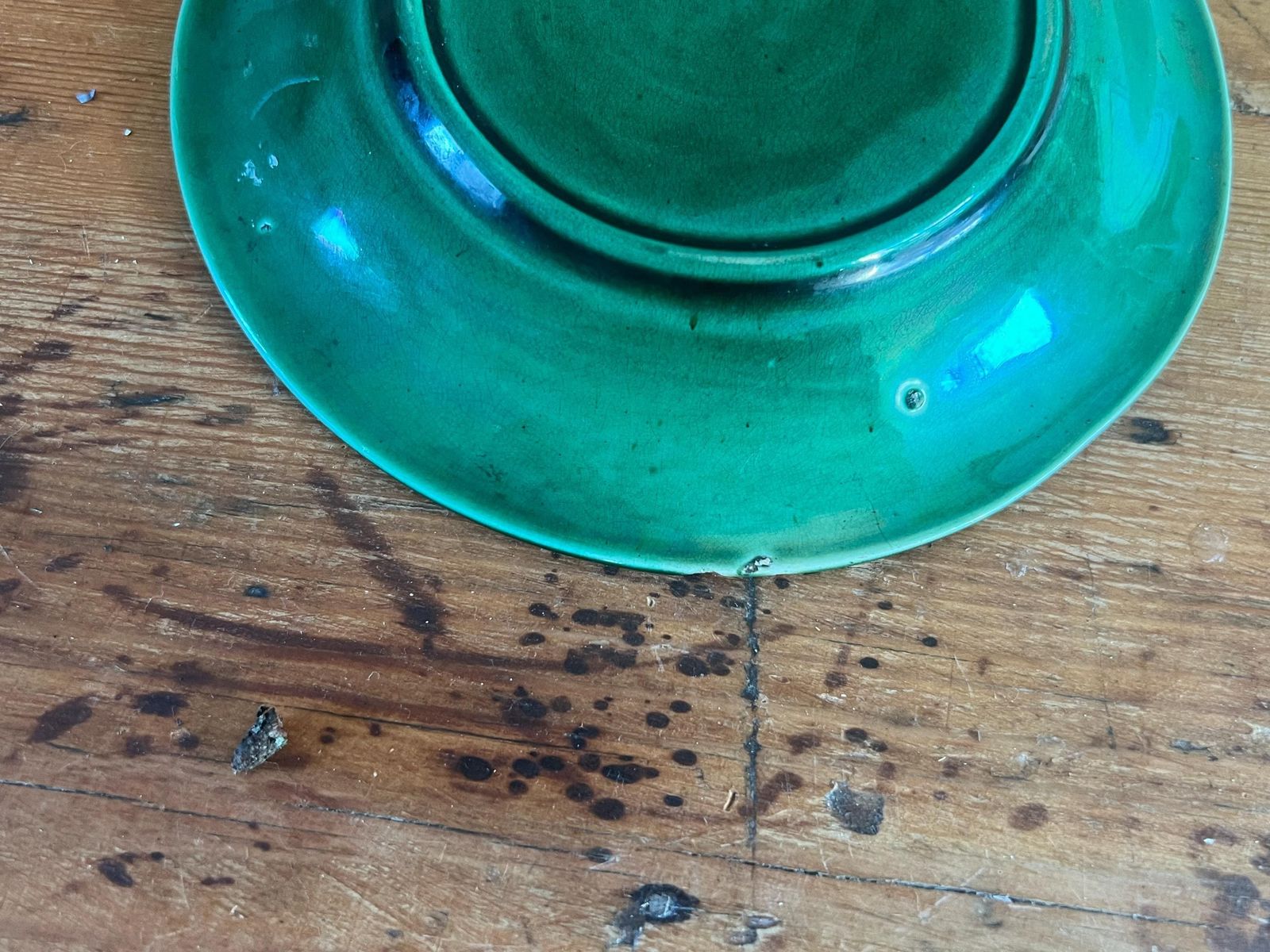 Antique Victorian Majolica Lily Pad Plate   Rare Deep Green Glazed Relief 19th Century British Pottery   Grandmillennial Plate Wall Decor photo vintage