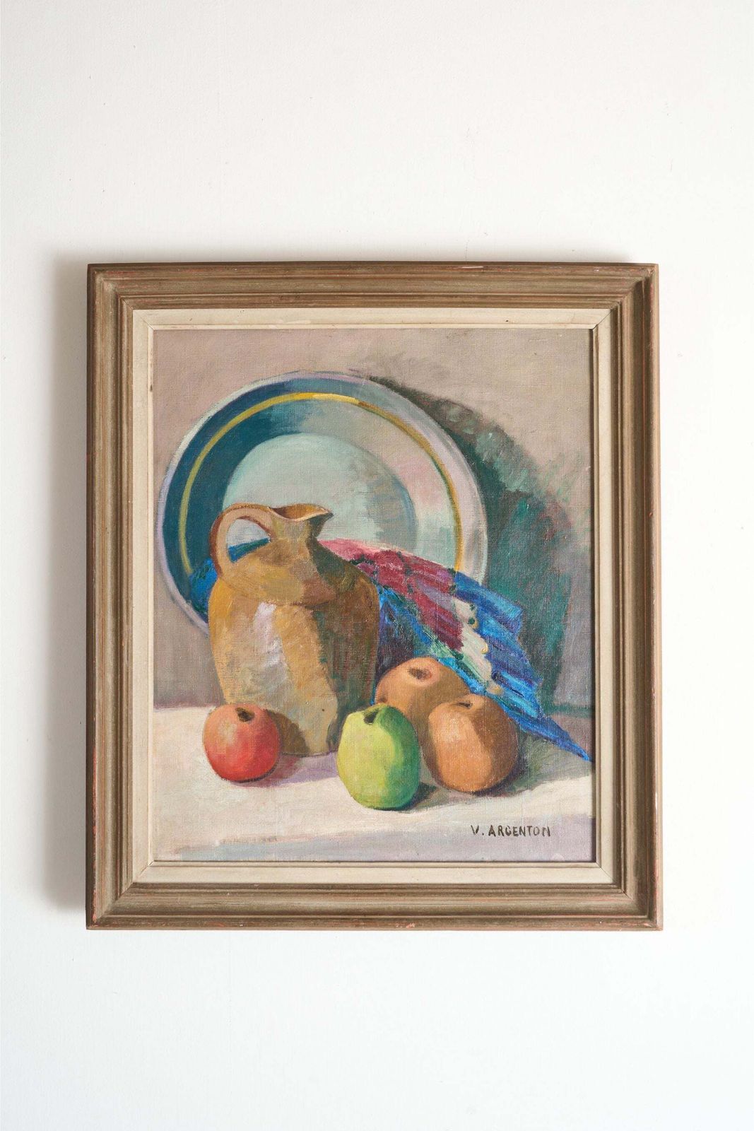 20th Century Oil On Canvas Still Life Painting By V Argenton