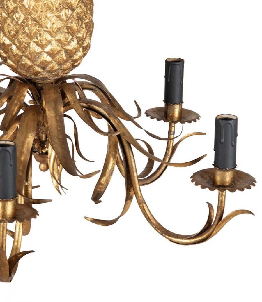 1940s French Five Arm Pineapple Gilt Chandelier photo vinterior