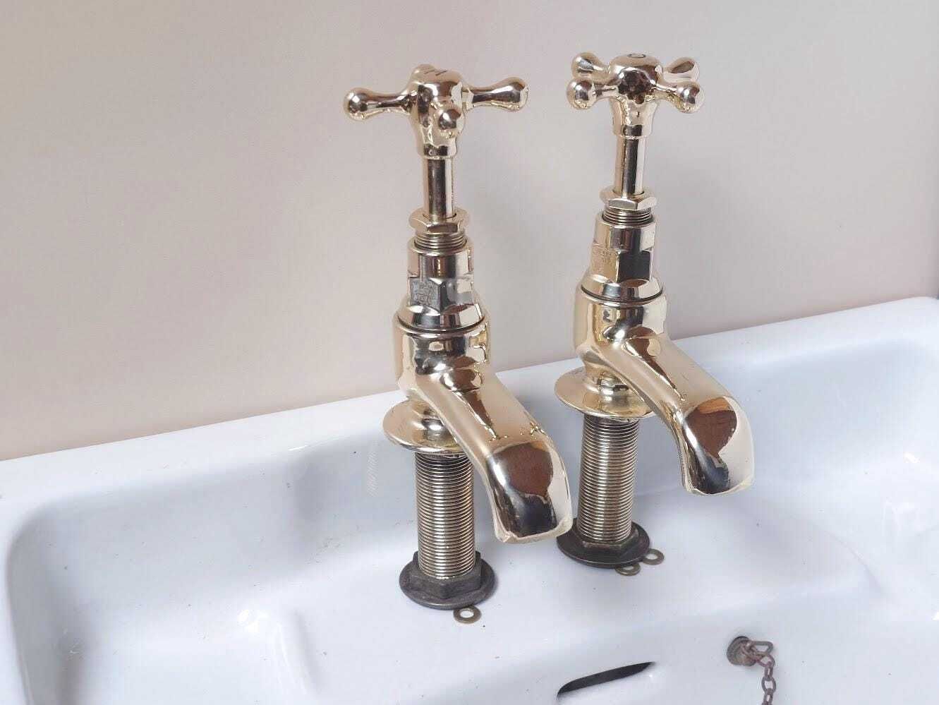 Polished Brass Bath Taps: 1930s Period Faucets, Overhauled & Ready To Fit photo furniture