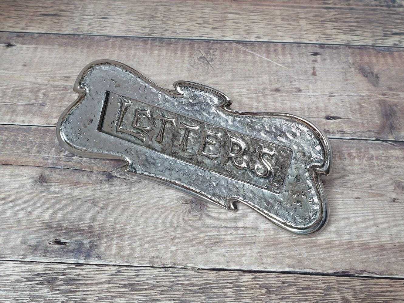 Antique Solid Nickel Letter Box Slot, Early 1900s Letterbox