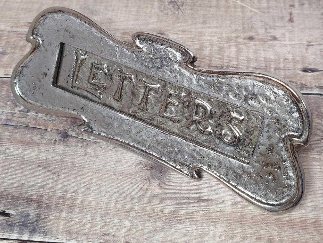 Antique Solid Nickel Letter Box Slot, Early 1900s Letterbox photo furniture