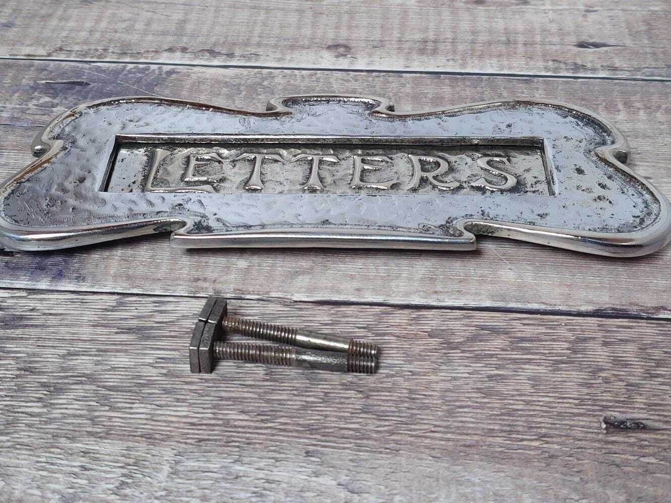 photo furniture Antique Solid Nickel Letter Box Slot, Early 1900s Letterbox