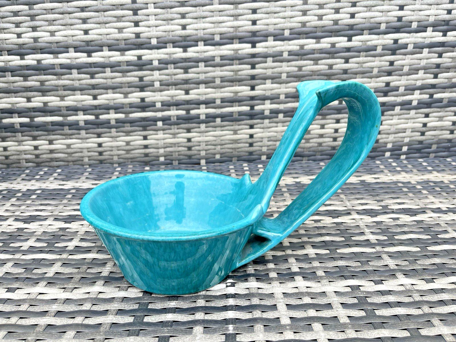 Large Mid Century Marcello Fantoni Italian Pottery Turquoise Planter Plant Pot