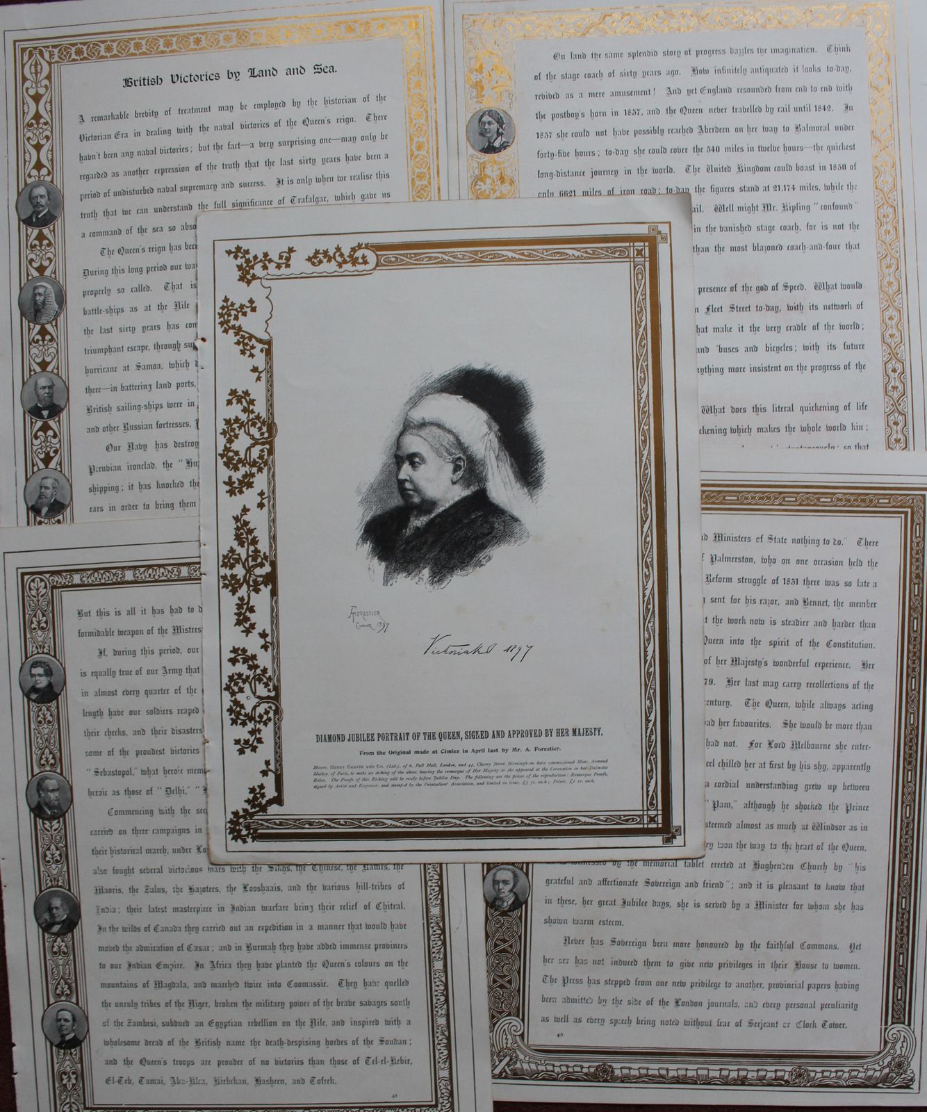 Antique Set Of 10 Chromolithographs Celebrating Queen Victoria’s Diamond Jubilee photo furniture