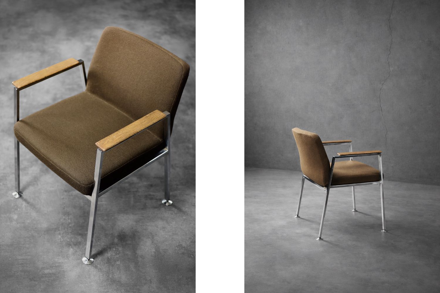 photo vinterior Mid Century Modern German Brown Conference Chair From Drabert, 1970s