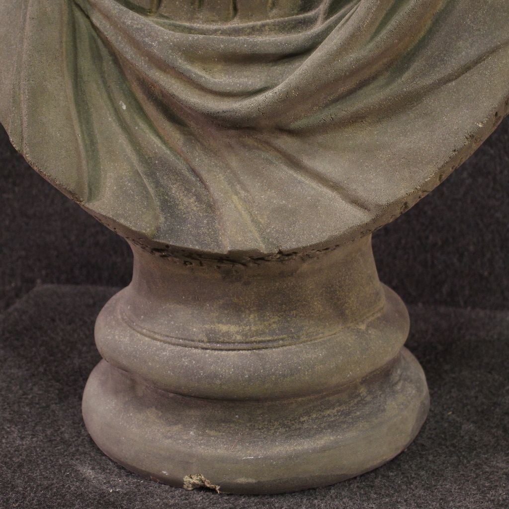 20th Century Cement Sculpture, Bust Of Emperor Caracalla photo vintage